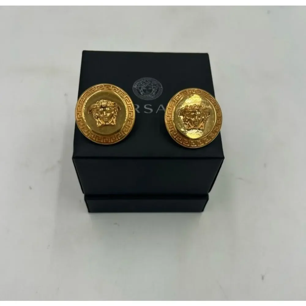 Women's Versace Medusa tribute gold pierced earrings made in Italy